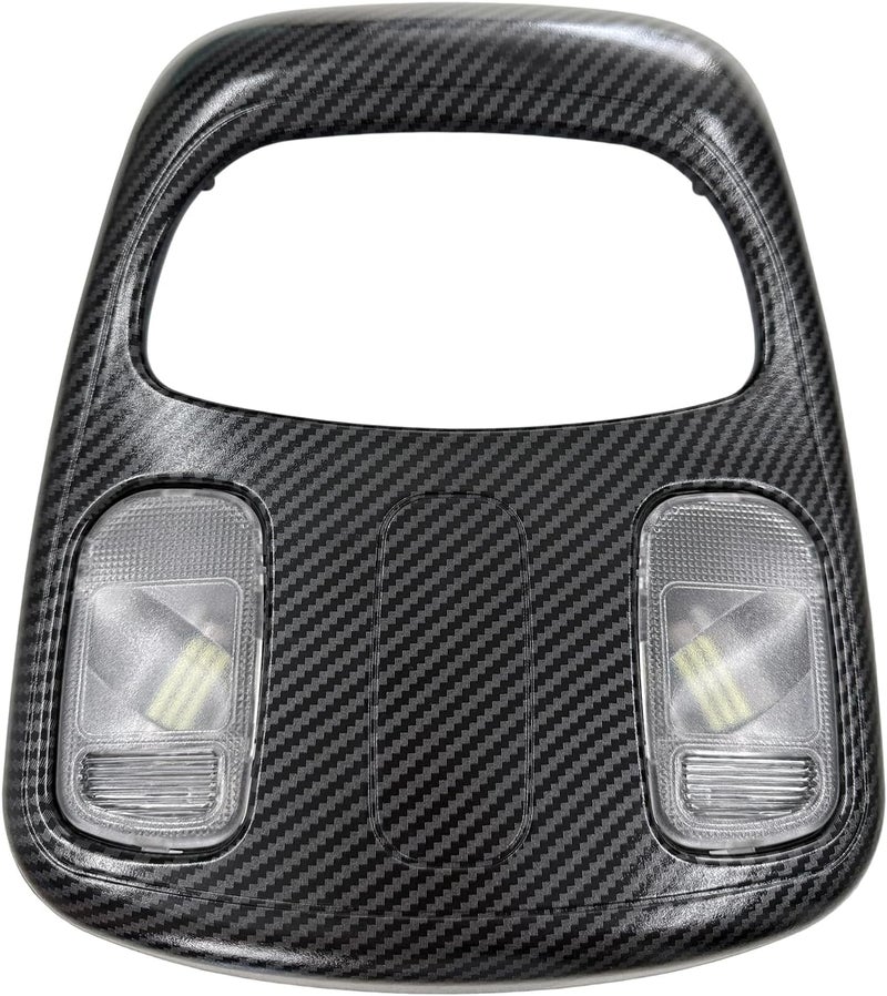 XCZBX Upgrade Overhead Console Assembly Fit for 2002-2010 Dodge Ram 1500 2500 3500 4500 5500,Replace 1DK78BD1AA - Black Carbon Fibre Cab Interior Ceiling Dome Map Reading Light Lamp Map Lights - Image 1